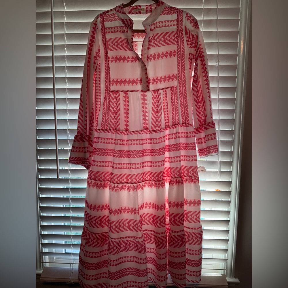 The Impeccable Pig Pink Geometric Dress, NWT, Size L